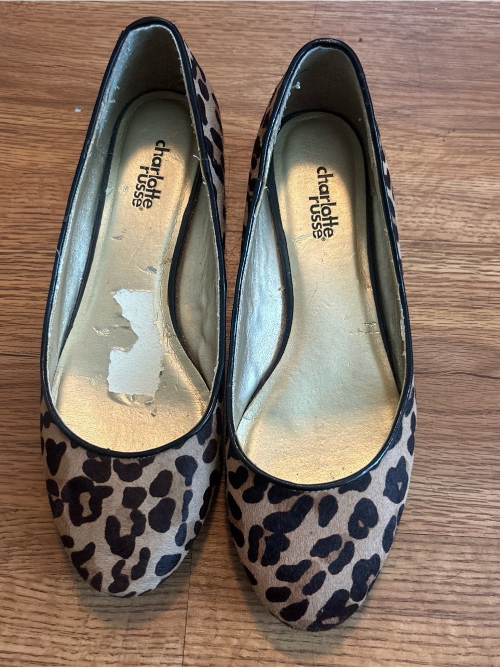 Charlotte Russe Leopard-Print Ballet Flats in Taupe and Black